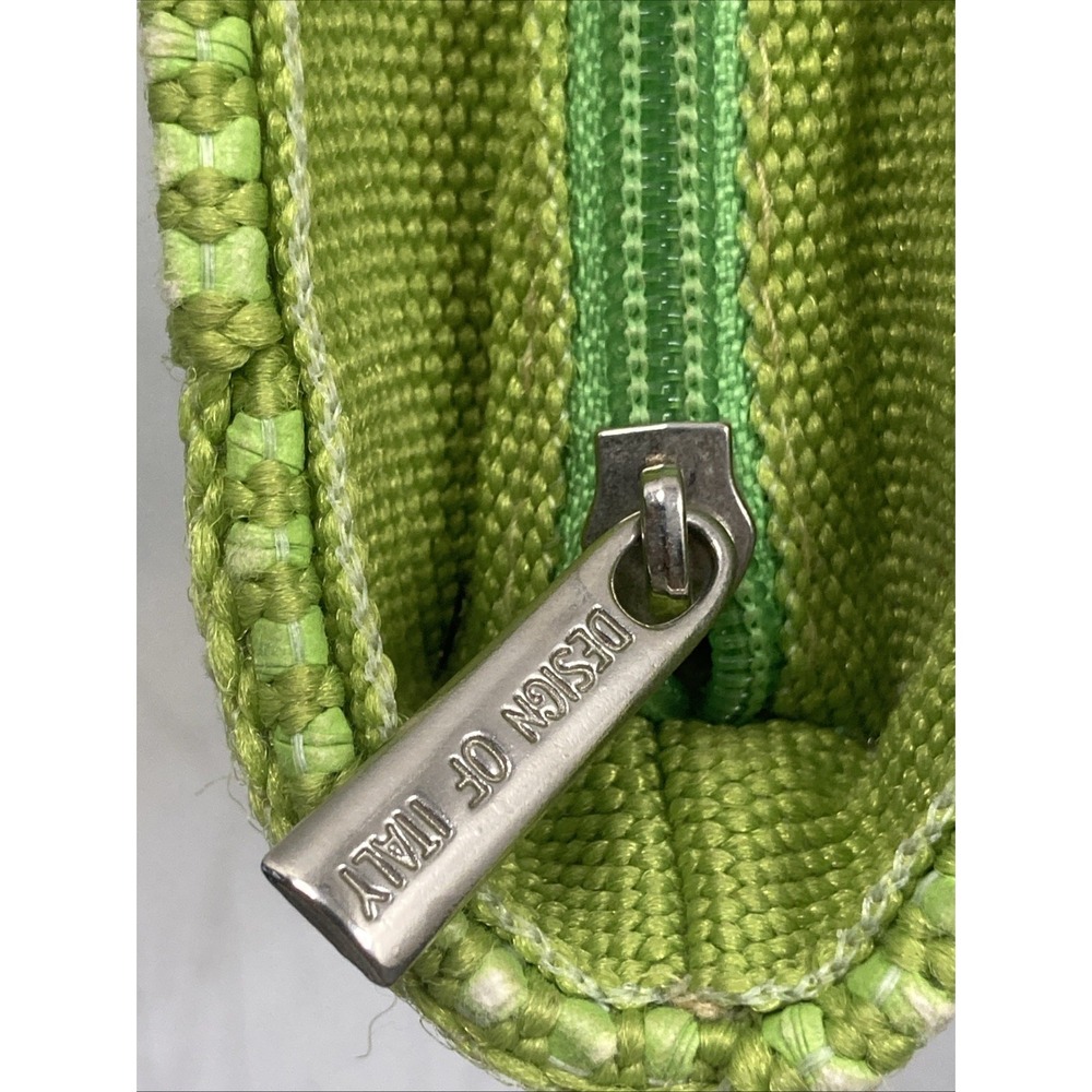 Vtg M&G Bertini Italy Seatbelt Woven Handbag Purse Lucite Handles Lime Green - Picture 8 of 15